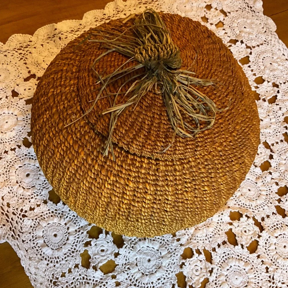 Woven Decorative Pumpkin Basket Lid Fall Autumn Harvest Thanksgiving Apprx 10.5